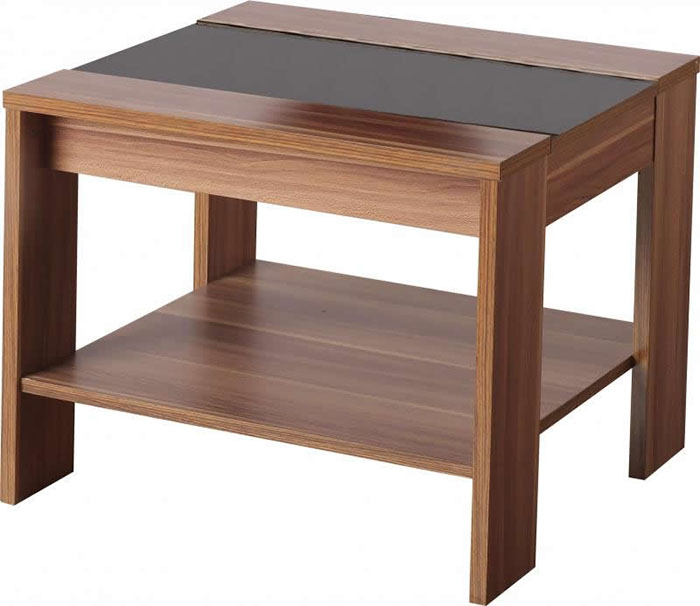 Hollywood Lamp Table in Walnut Veneer With Black Gloss - Click Image to Close